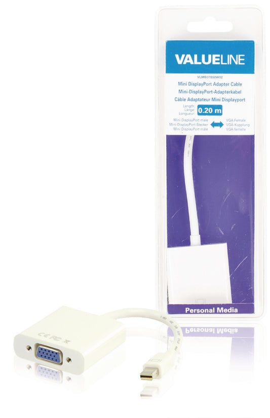 Valueline Mini Displayport-Kabel Mini Displayport Stecker - VGA female 0.20 m Weiss