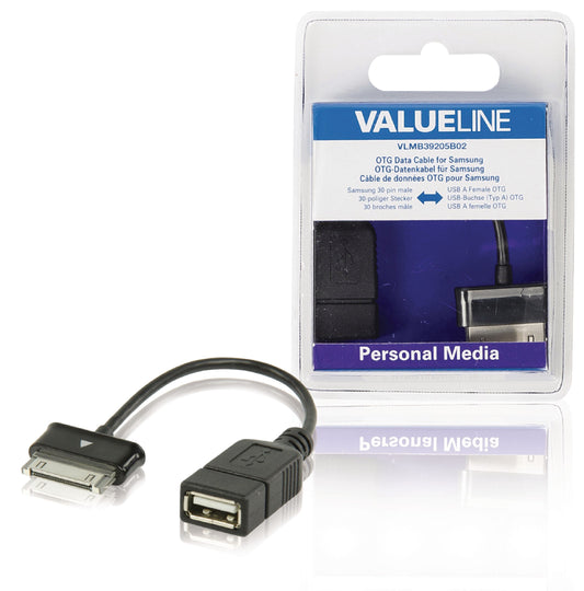 Valueline Sync und Ladekabel Samsung 30-pol. male - USB A female 0.20 m Schwarz