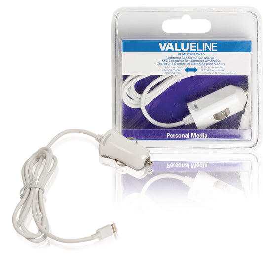 Valueline Auto-Ladegerät 1-Ausgang 2.4 A Apple-Lightning Weiss