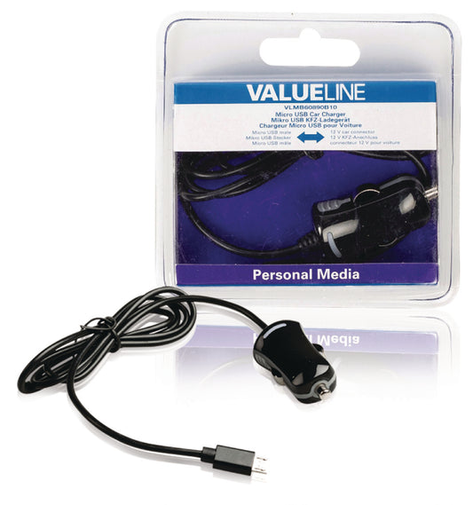 Valueline Auto-Ladegerät 1-Ausgang 2.1 A Micro USB Schwarz