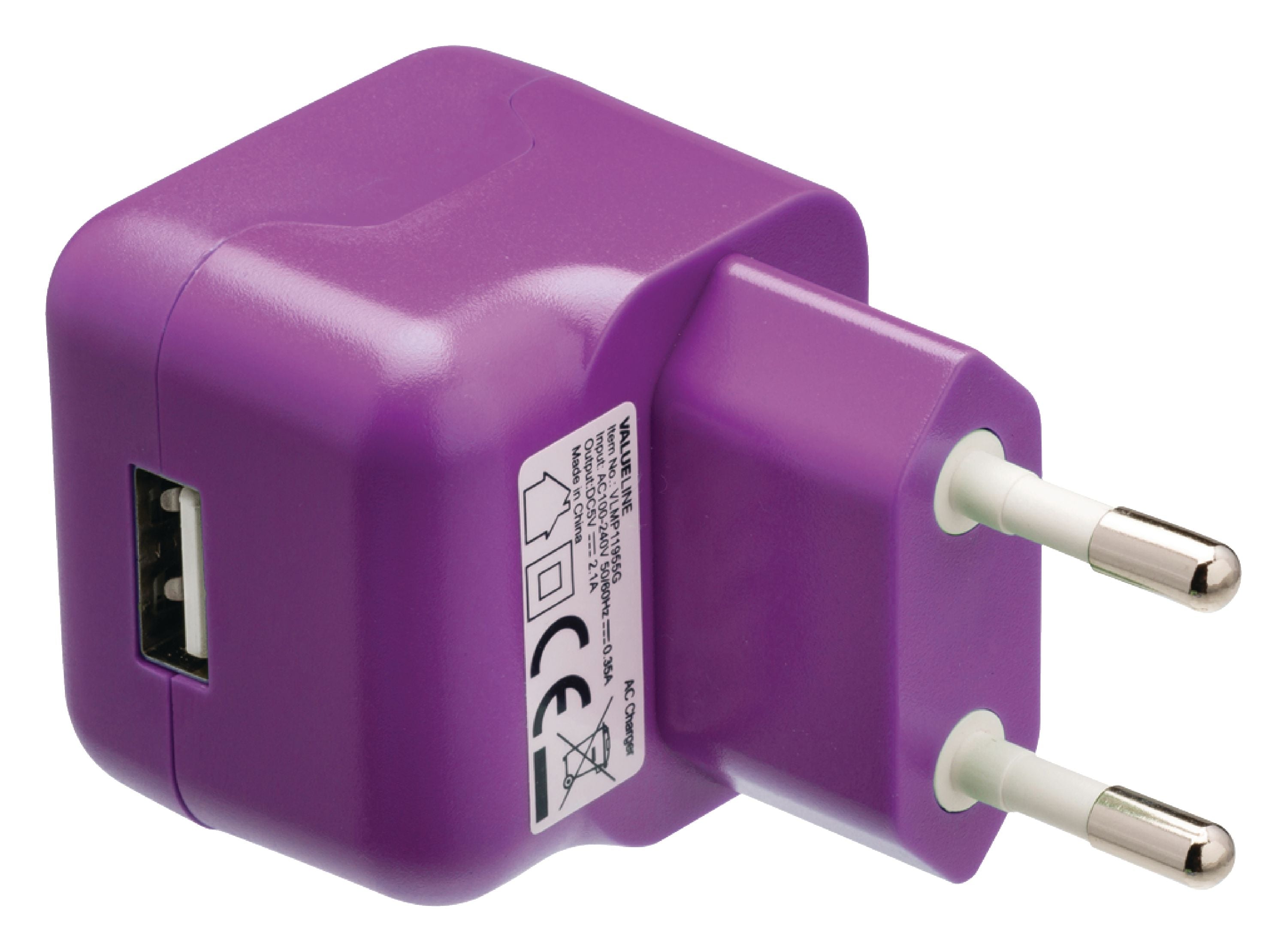 Valueline Ladegerät 1-Ausgang 2.1 A 2.1 A USB Lila