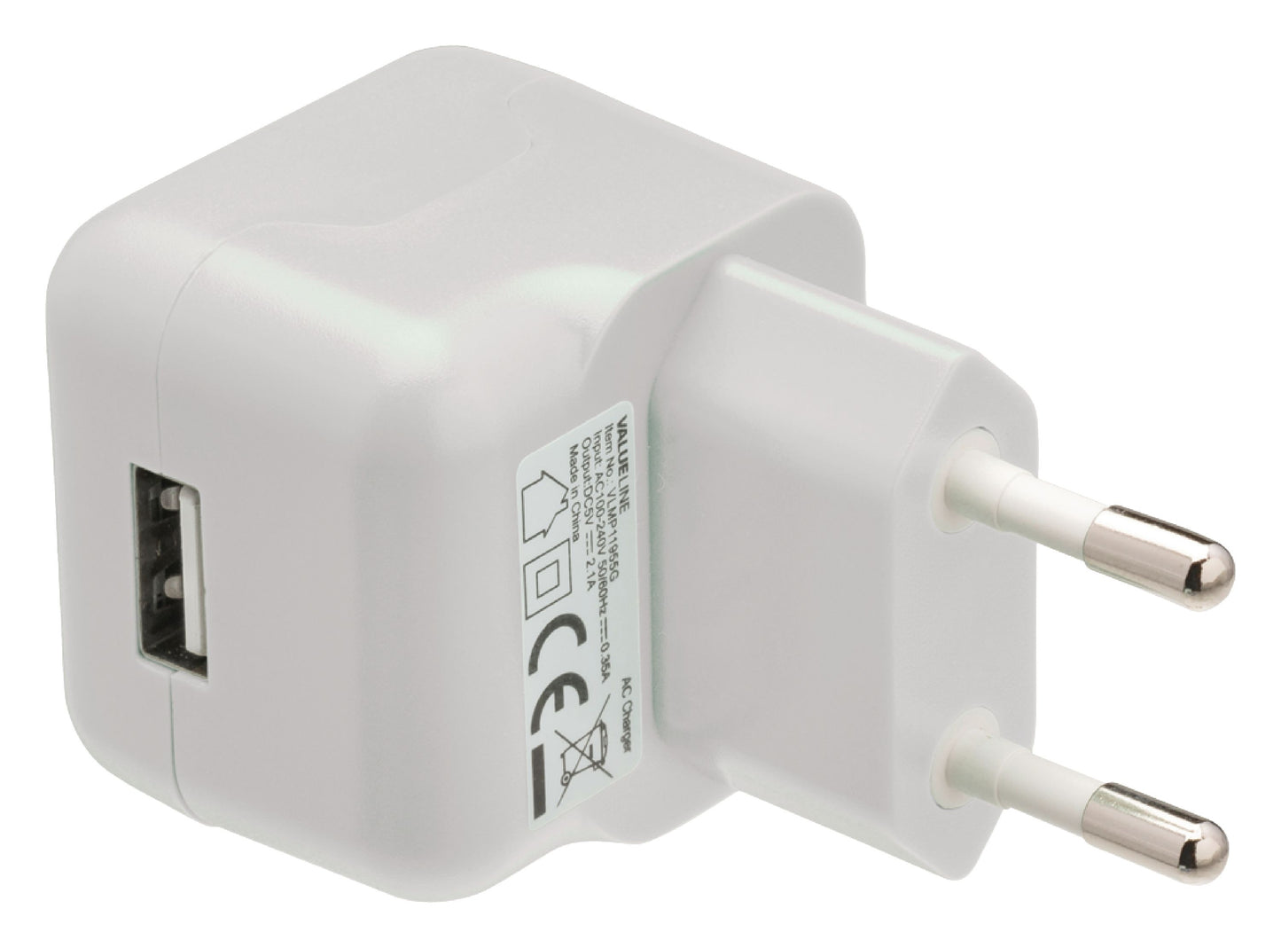 Valueline Ladegerät 1-Ausgang 2.1 A 2.1 A USB Weiss
