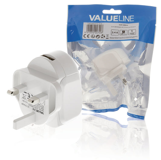 Valueline Ladegerät USB 1-Ausgang 2.4 A 2.4 A USB Weiss