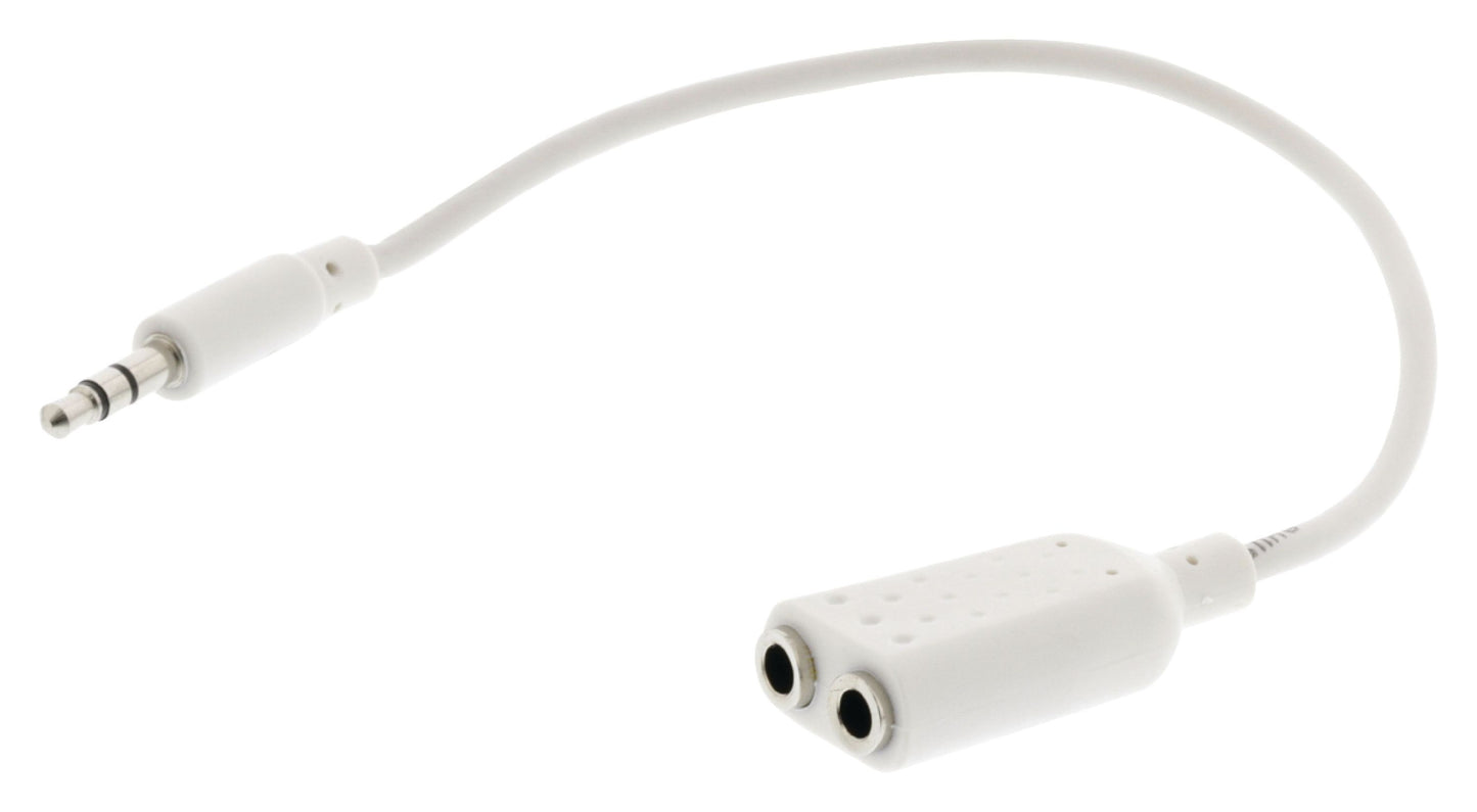 Valueline Stereo-Audiokabel 3.5 mm male - 2x 3.5 mm male 0.20 m Weiss