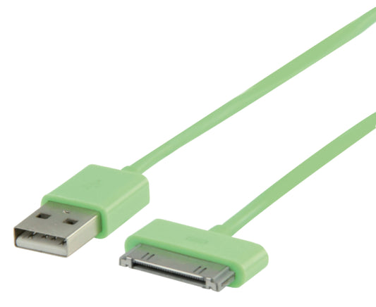 Valueline Sync und Ladekabel Apple Dock 30-pin - USB A male 1.00 m Grün