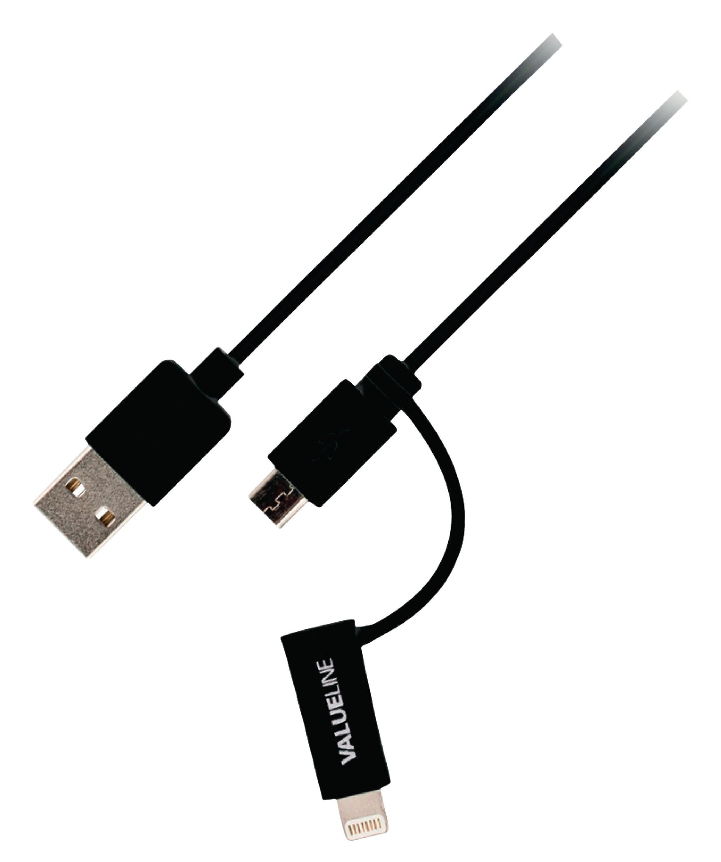 Valueline 2-in-1-Sync und Ladekabel USB A male - Micro-B male 1.00 m Schwarz