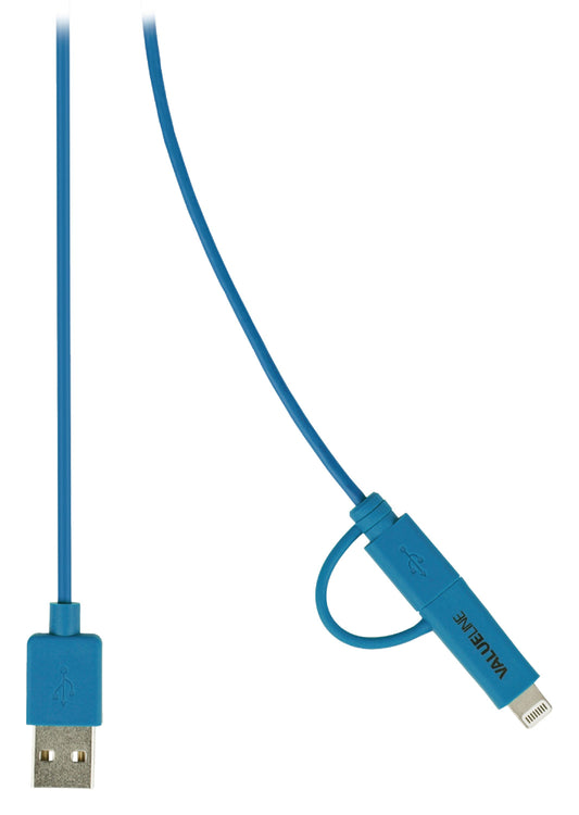 Valueline 2-in-1-Sync und Ladekabel USB A male - Micro-B male 1.00 m Blau