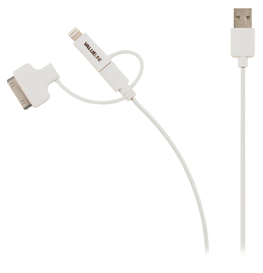 Valueline 3-in-1-Sync und Ladekabel USB A male - Micro-B male 1.00 m Weiss