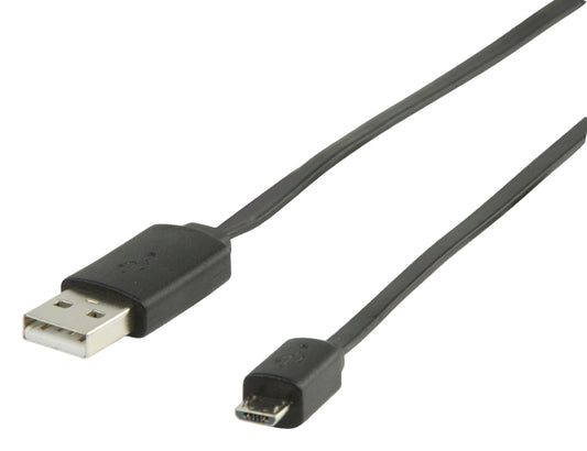 Valueline USB 2.0 Kabel USB A male - Micro-B male flach 1.00 m Schwarz
