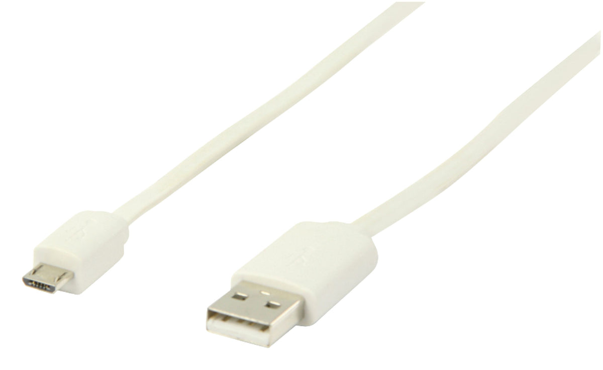 Valueline USB 2.0 Kabel USB A male - Micro-B male flach 1.00 m Weiss