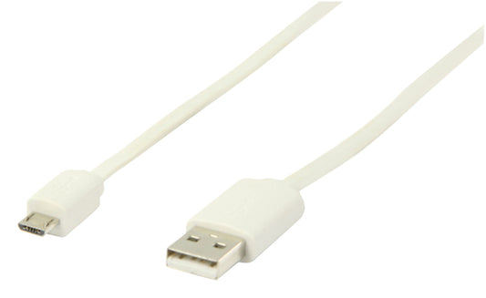 Valueline USB 2.0 Kabel USB A male - Micro-B male flach 1.00 m Weiss