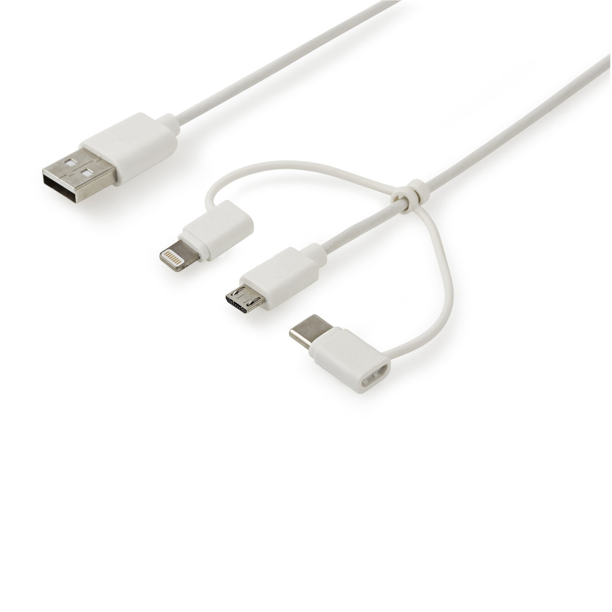 Valueline 3-in-1-Sync und Ladekabel USB A male - Micro-B male 1 m Weiss Type-C Adapter / Lightning-Adapter