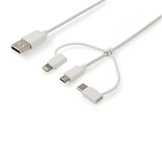 Valueline 3-in-1-Sync und Ladekabel USB A male - Micro-B male 1 m Weiss Type-C Adapter / Lightning-Adapter