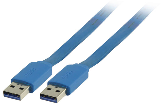 Valueline USB 3.0 Kabel USB A male - USB A male flach 2.00 m Blau