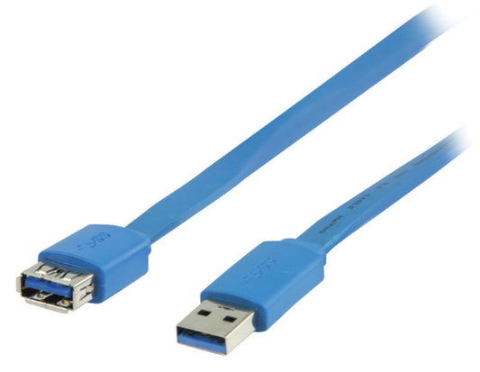Valueline USB 3.0 Verlängerungskabel USB A male - USB A female flach 2.00 m Blau