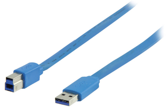 Valueline USB 3.0 Kabel USB A male - USB-B Male flach 2.00 m Blau