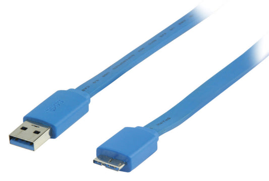 Valueline USB 3.0 Kabel USB A male - Micro-B male flach 2.00 m Blau
