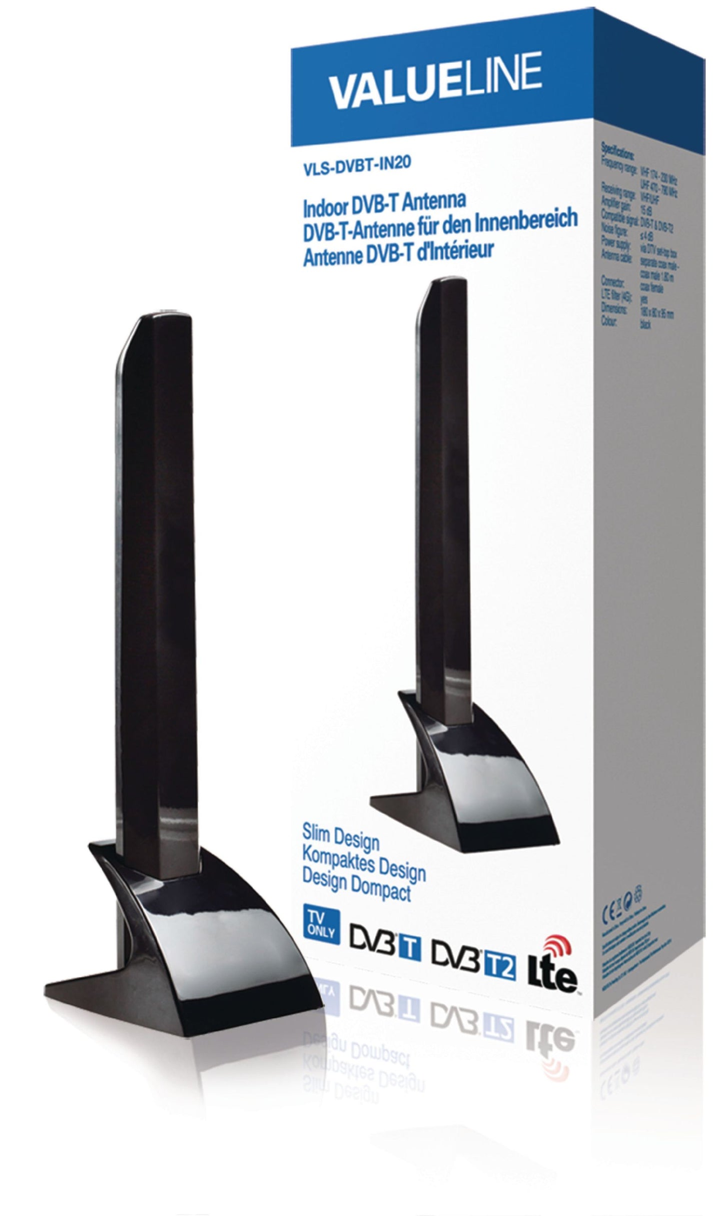 Valueline Innen DVB-T/T2 - DAB+ Antenne 15 dB VHF / UHF