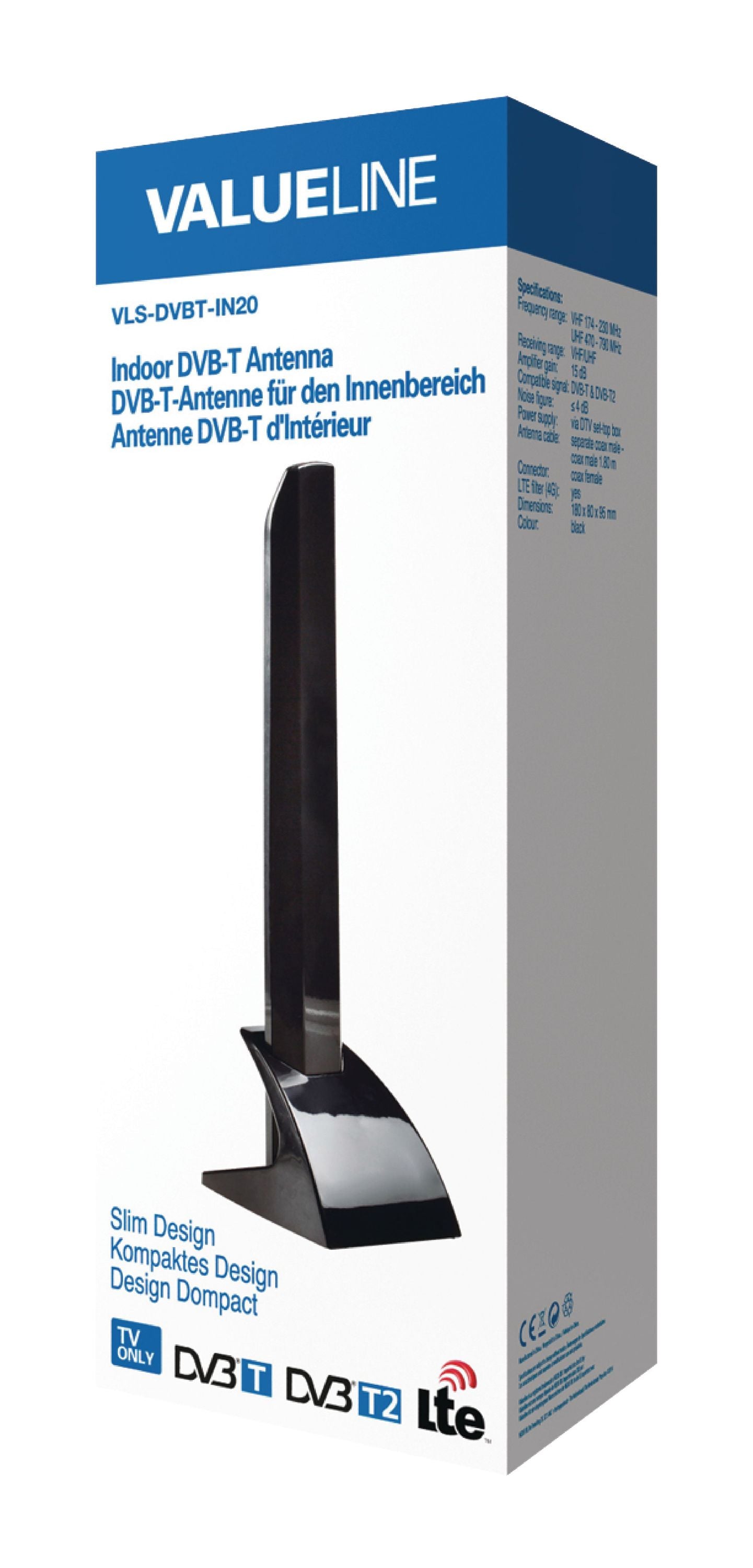 Valueline Innen DVB-T/T2 - DAB+ Antenne 15 dB VHF / UHF