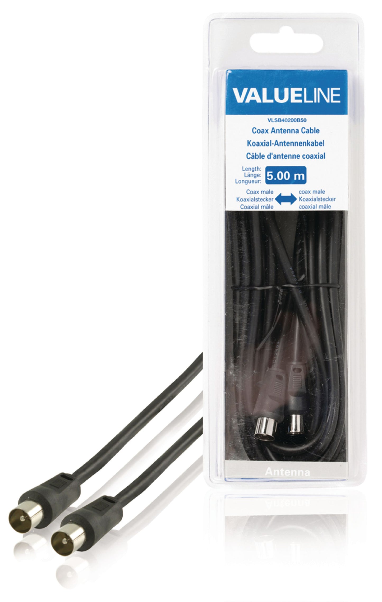 Valueline Koaxialkabel 90 dB Koax-Stecker - Koax-Stecker 5.00 m Schwarz