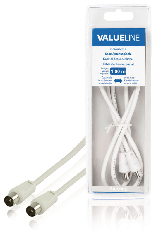 Valueline Koaxialkabel 90 dB Koax-Stecker - Koax-Stecker 1.00 m Weiss