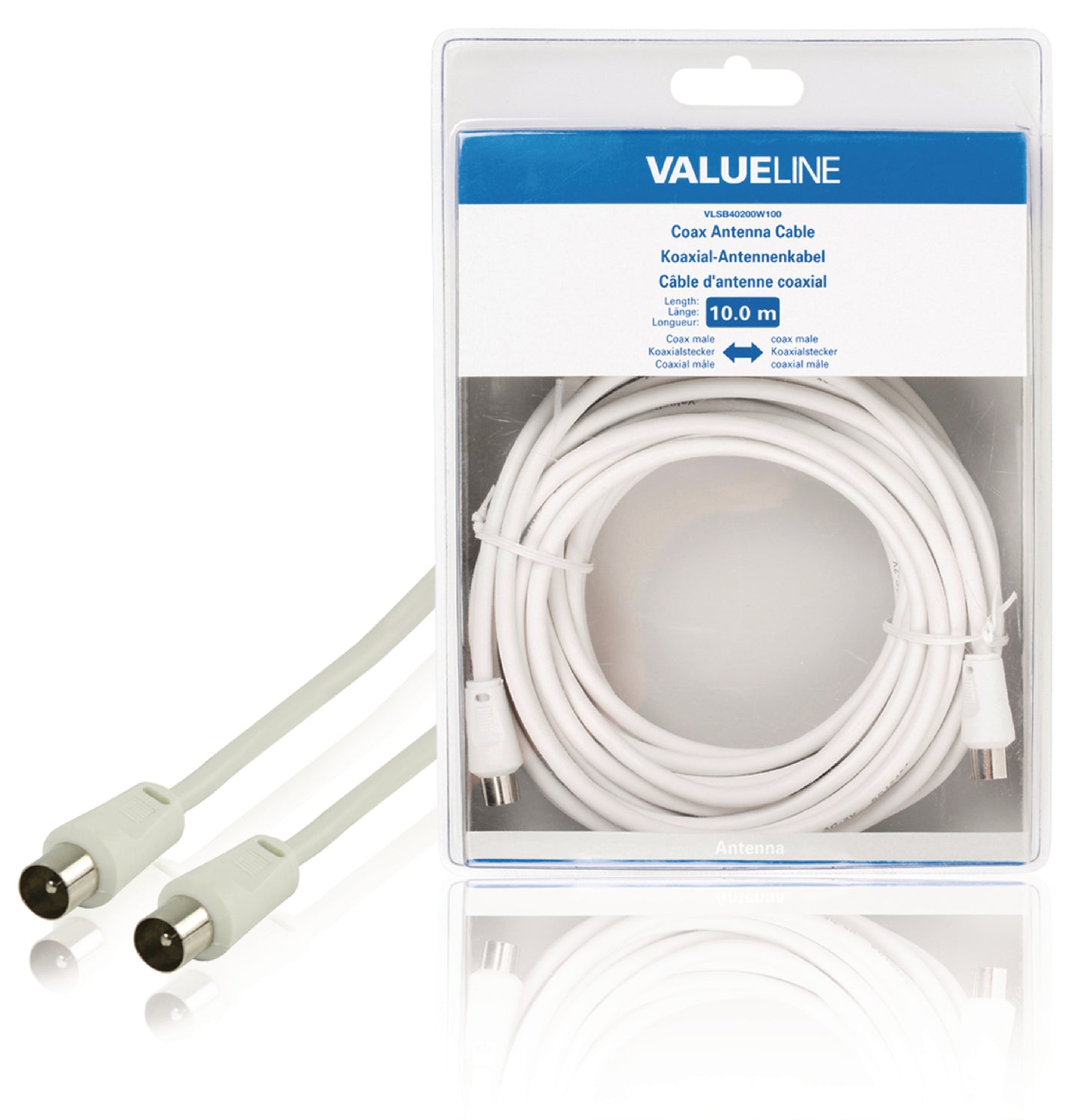 Valueline Koaxialkabel 90 dB Koax-Stecker - Koax-Stecker 10.0 m Weiss