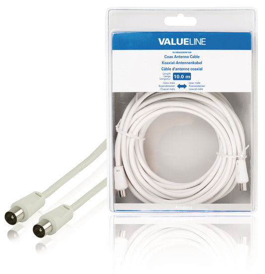 Valueline Koaxialkabel 90 dB Koax-Stecker - Koax-Stecker 10.0 m Weiss