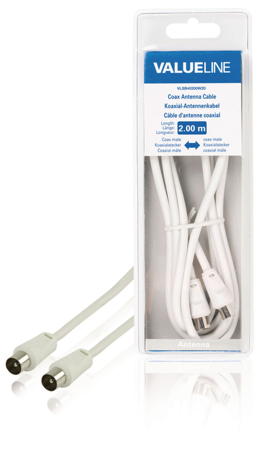 Valueline Koaxialkabel 90 dB Koax-Stecker - Koax-Stecker 2.00 m Weiss