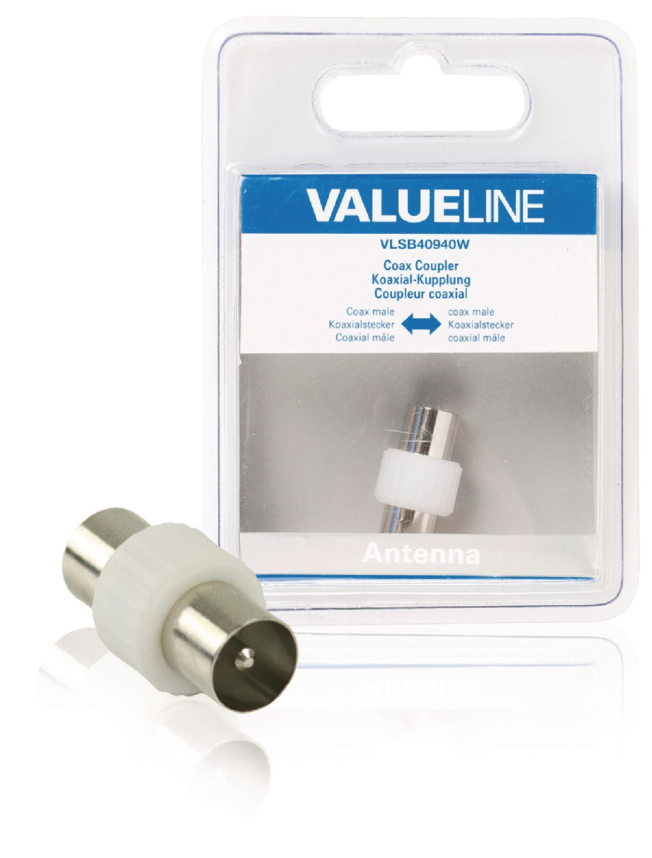 Valueline Koax-Adapter Koax-Stecker - Koax-Stecker Weiss