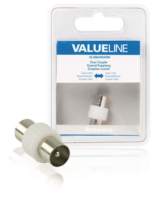 Valueline Koax-Adapter Koax-Stecker - Koax-Stecker Weiss