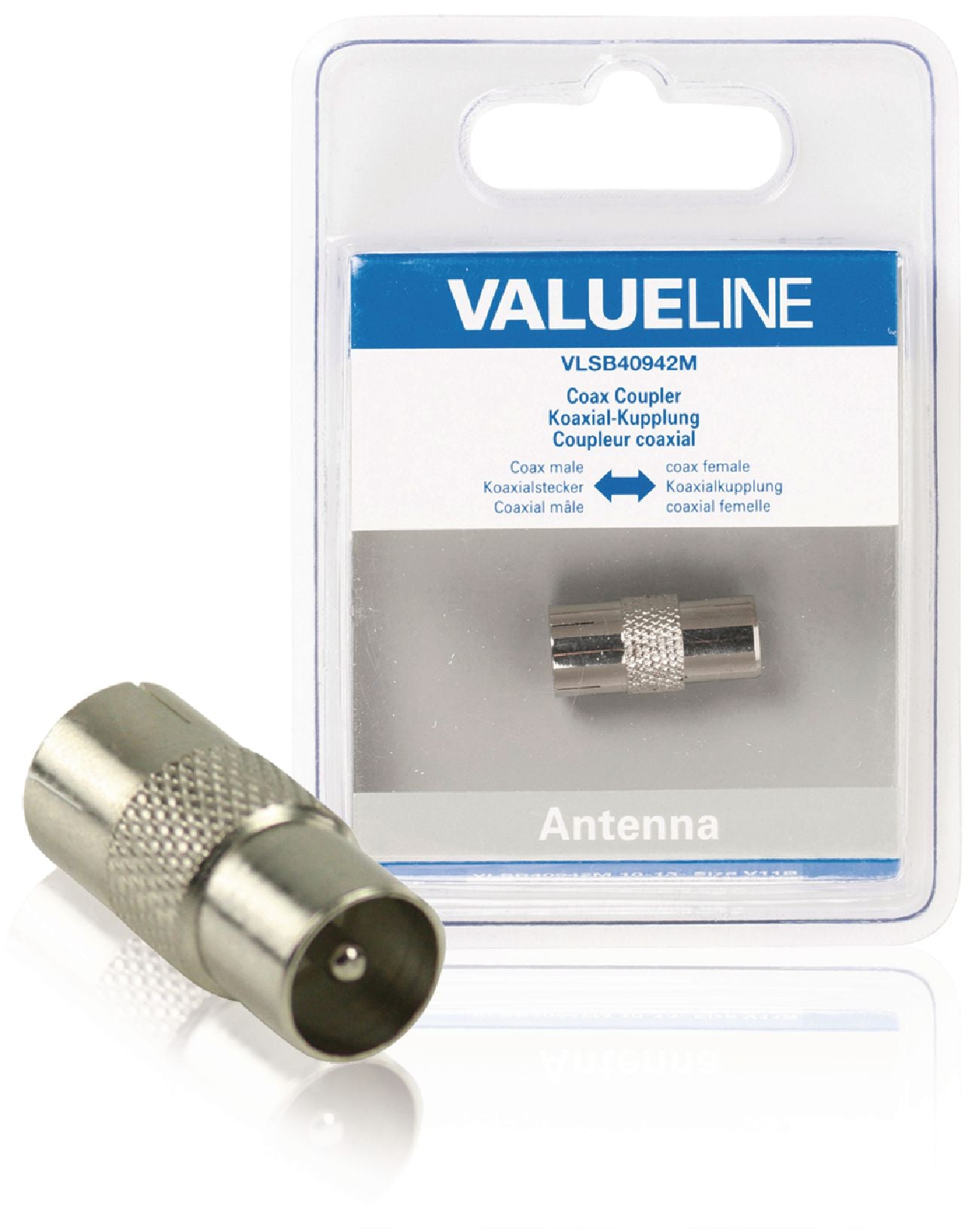 Valueline Koax-Adapter Koax-Stecker - Koax-Kupplung Silber