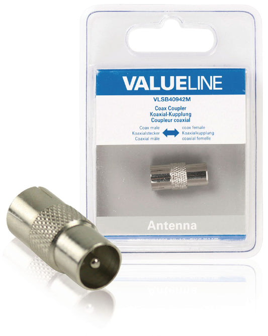Valueline Koax-Adapter Koax-Stecker - Koax-Kupplung Silber