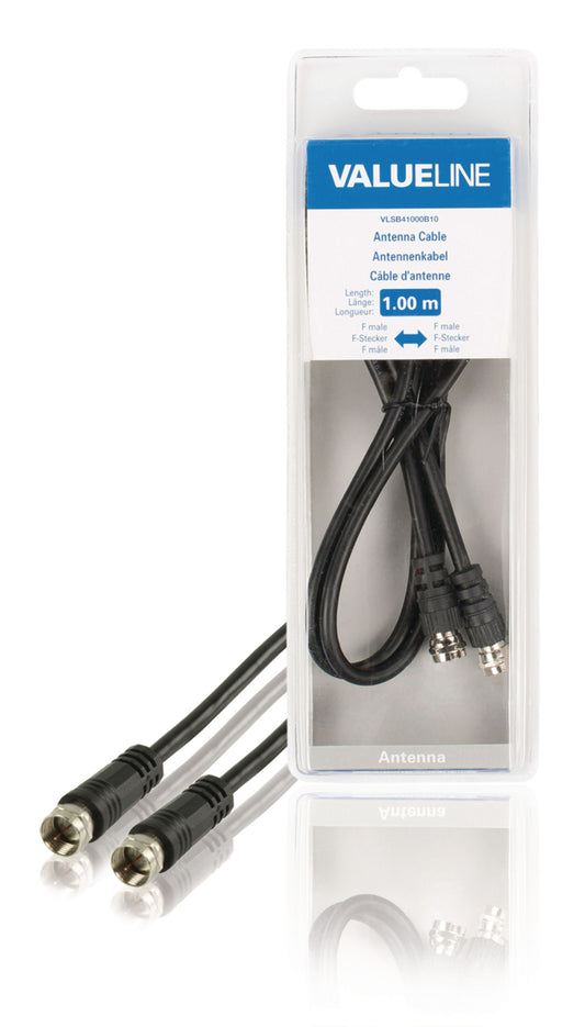 Valueline Antennenkabel F-male - F-male 1.00 m Schwarz