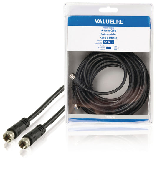 Valueline Antennenkabel F-male - F-male 10.0 m Schwarz
