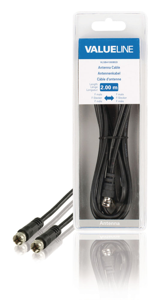 Valueline Antennenkabel F-male - F-male 2.00 m Schwarz