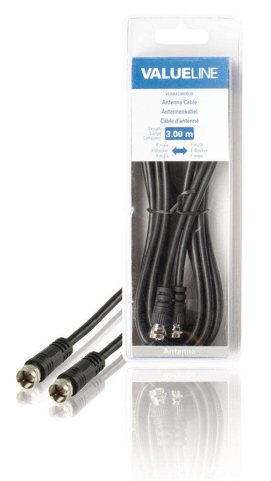 Valueline Antennenkabel F-male - F-male 3.00 m Schwarz