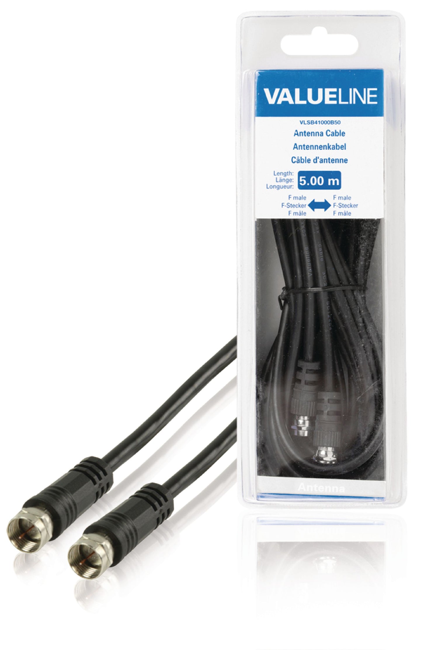 Valueline Antennenkabel F-male - F-male 5.00 m Schwarz