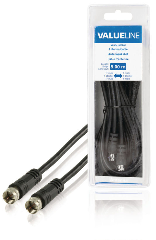 Valueline Antennenkabel F-male - F-male 5.00 m Schwarz