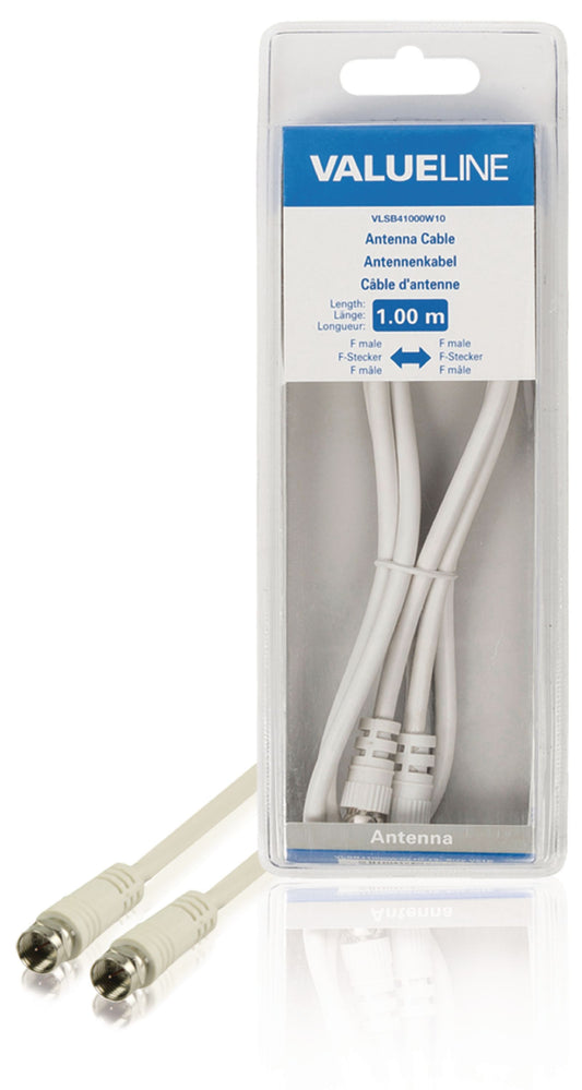Valueline Antennenkabel F-male - F-male 1.00 m Weiss
