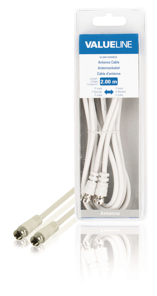 Valueline Antennenkabel F-male - F-male 2.00 m Weiss