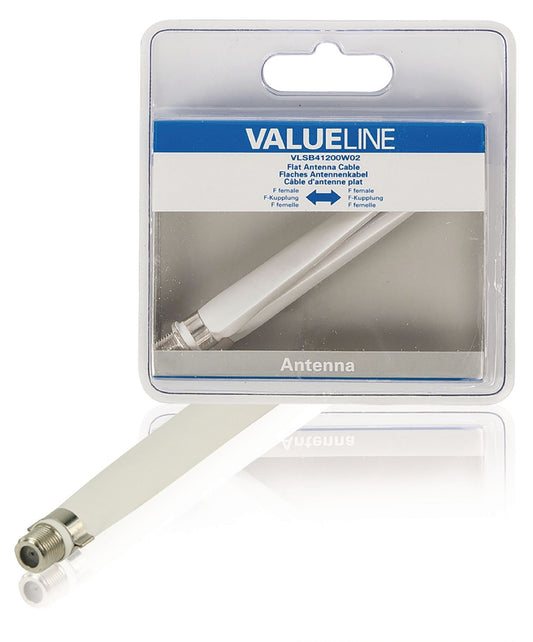 Valueline Antennenkabel flach F female - F female 0.20 m Weiss
