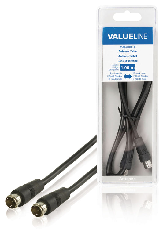 Valueline Antennenkabel F-Stecker Quick - F-Stecker Quick 10.0 m Schwarz