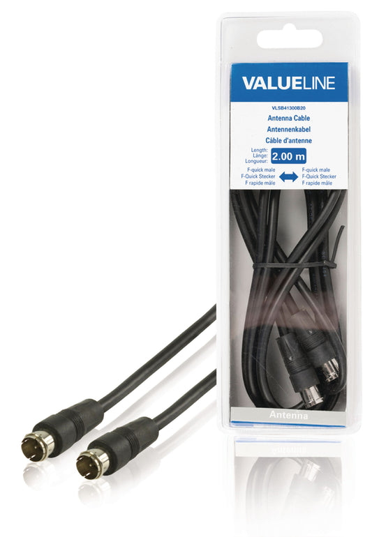 Valueline Antennenkabel F-Stecker Quick - F-Stecker Quick 2.00 m Schwarz