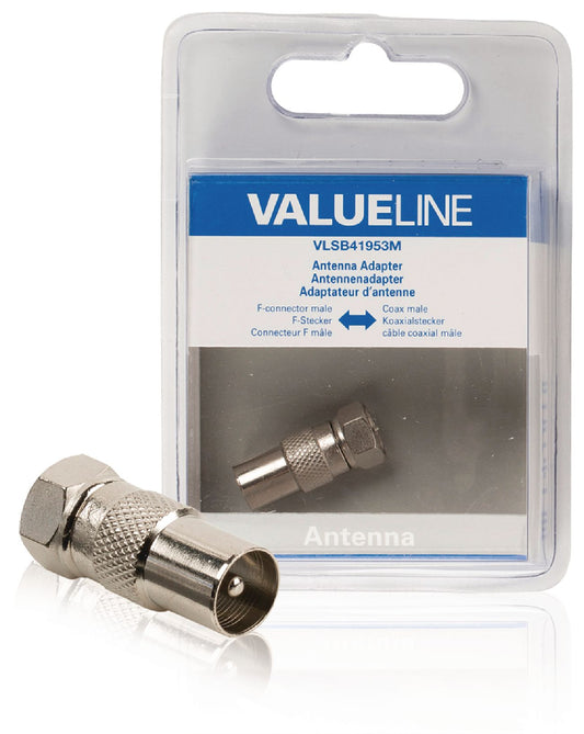 Valueline Coax-Adapter F F-male - Koax-Stecker Silber