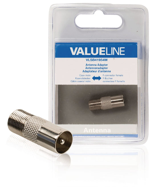 Valueline Coax-Adapter F Koax-Stecker - F female Silber