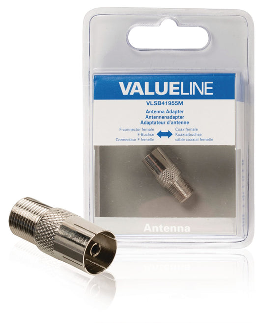 Valueline Coax-Adapter F F female - Koax-Kupplung Silber