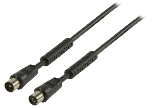 Valueline Koaxkabel 100 dB Koax-Stecker - Koax-Kupplung 5.00 m Schwarz
