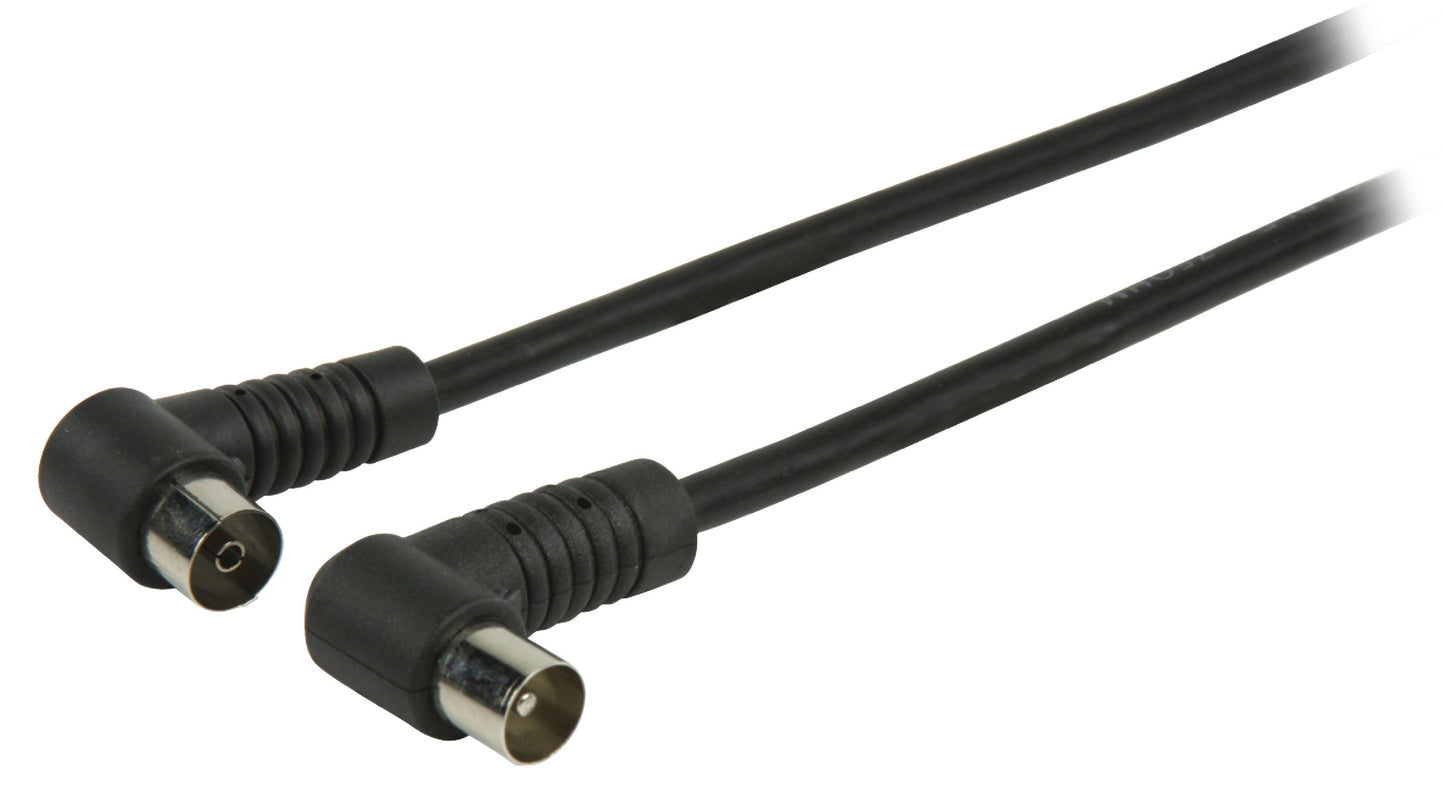 Valueline Koaxialkabel abgewinkelt Koax-Stecker - Koax-Kupplung 1.50 m Schwarz
