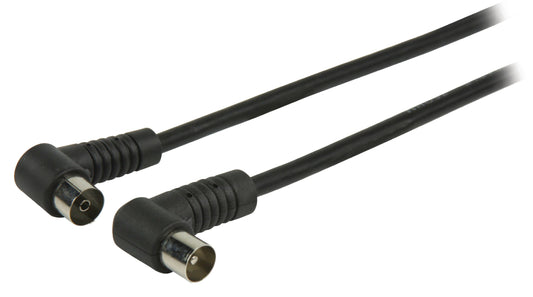 Valueline Koaxialkabel abgewinkelt Koax-Stecker - Koax-Kupplung 1.50 m Schwarz
