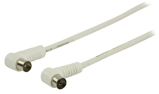 Valueline Koaxialkabel abgewinkelt Koax-Stecker - Koax-Kupplung 5.00 m Weiss
